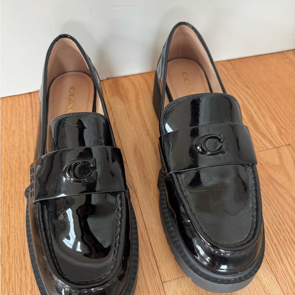 Coach Black Patent Leather Leah Loafers - Picture 2 of 5